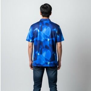 G/FORE Mens Blue Abstract Print Performance Golf Polo Shirt GMP000049 Size M